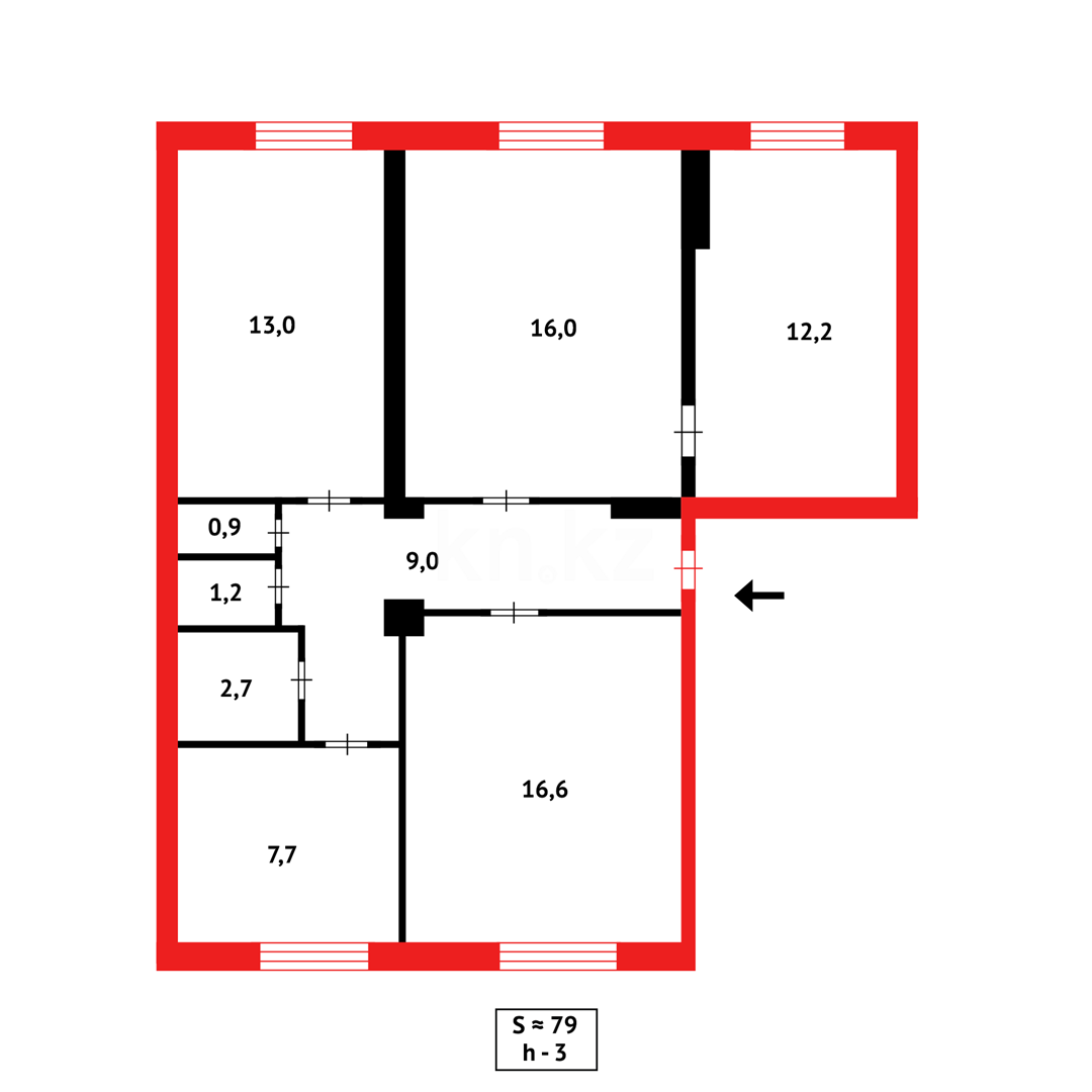 Продажа 4-комнатной квартиры, 79 м², ул. Лободы в Караганде - фото 19
