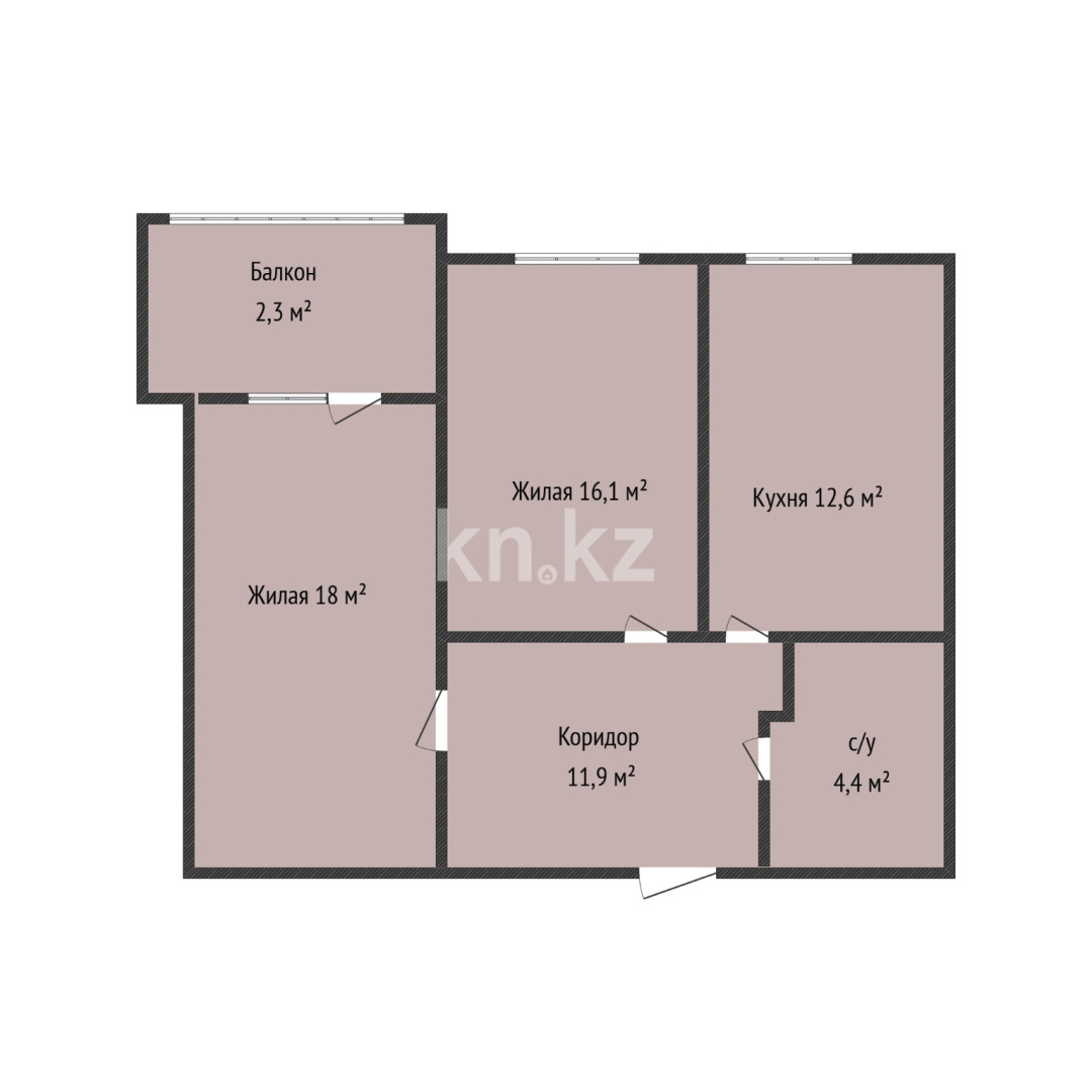 Продажа 2-комнатной квартиры, 65.3 м² в Костанае - фото 7