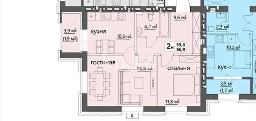 Продажа 2-комнатной квартиры, 59 м² в Караганде - фото 17