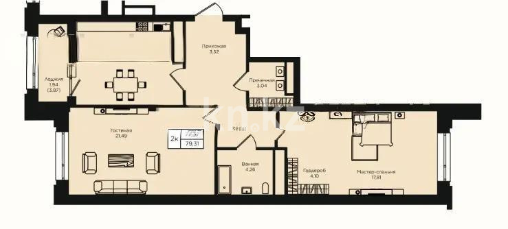 Продажа 2-комнатной квартиры, 80 м² в Астане