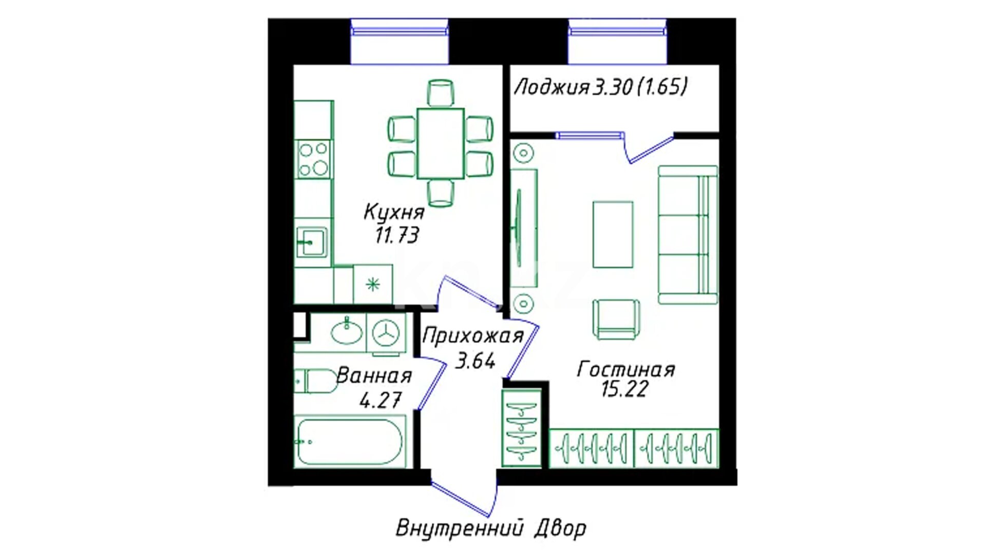ЖК Aqterek, 1-комнатная, цена 21 029 760 ₸, 576 000 ₸&nbsp;/&nbsp;м²