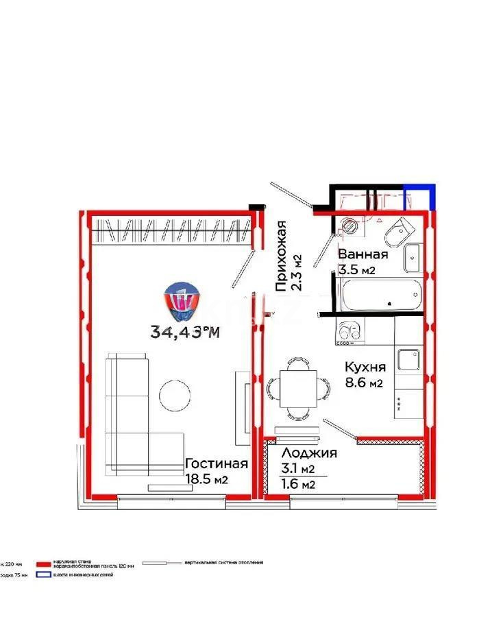 Продажа 1-комнатной квартиры, 34.45 м², ул. Е-915, дом  9 в Астане - фото 4