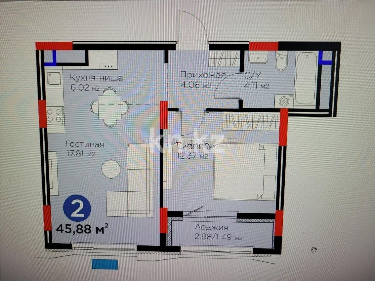 Продажа 2-комнатной квартиры, 45.76 м² в Астане - фото 5