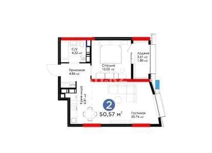 Продажа 2-комнатной квартиры, 52.37 м² в Астане - фото 3