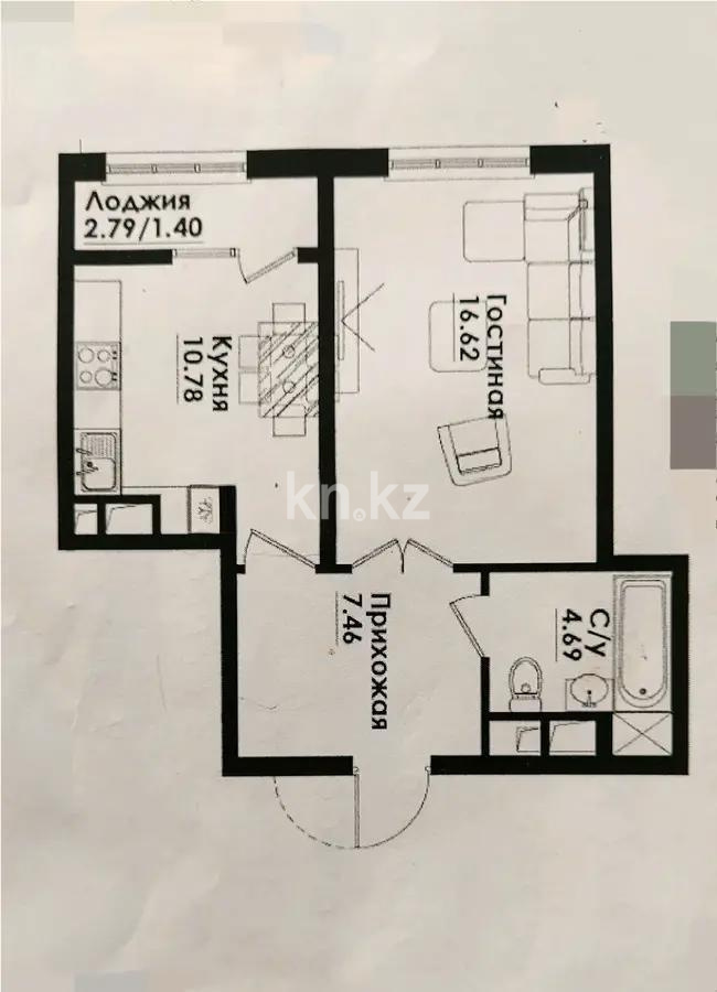 Продажа 1-комнатной квартиры, 41 м², ул. Симферопольская, дом  1/2 в Алматы