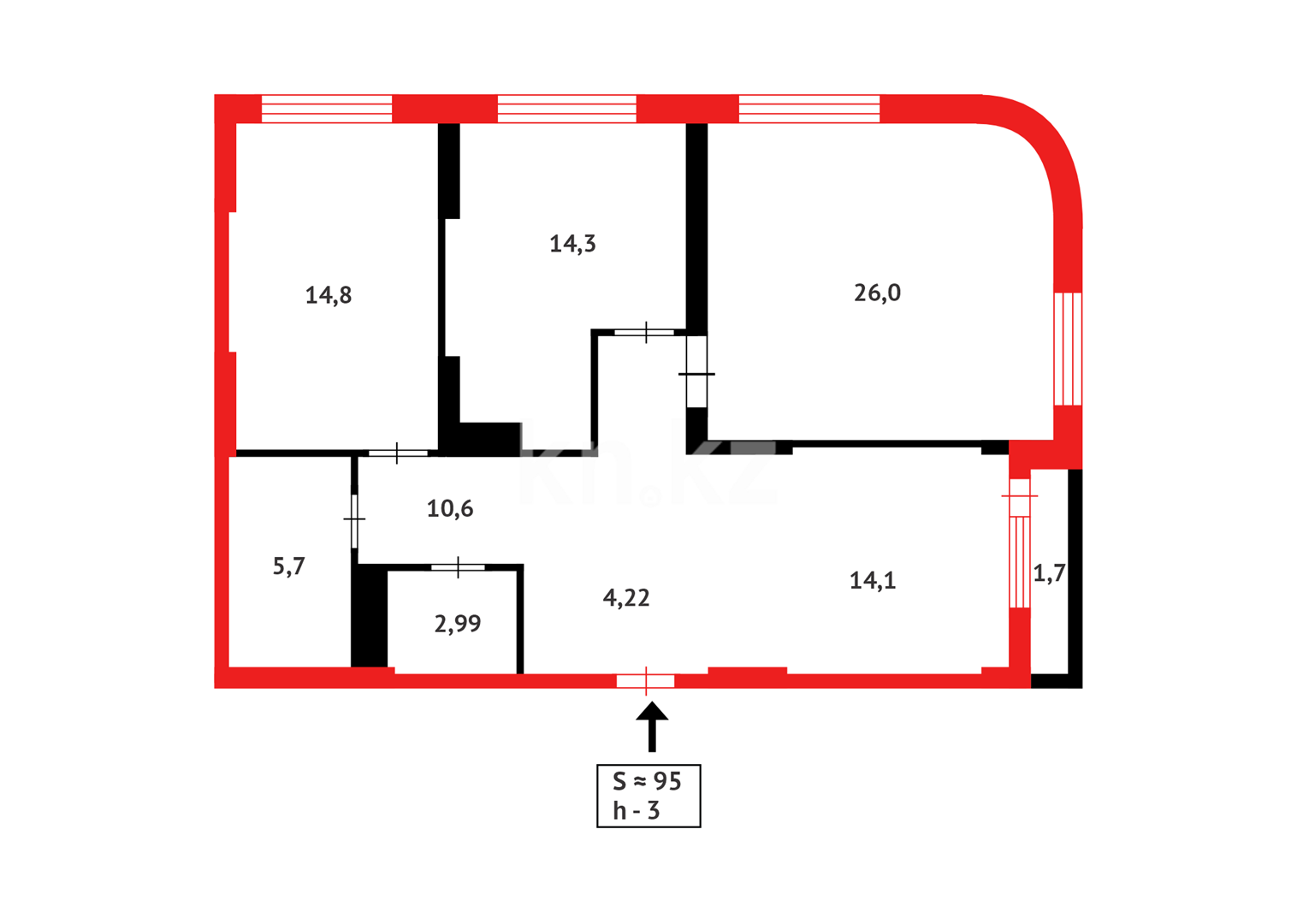 Продажа 3-комнатной квартиры, 96 м², ул. Сыганак в Астане - фото 7