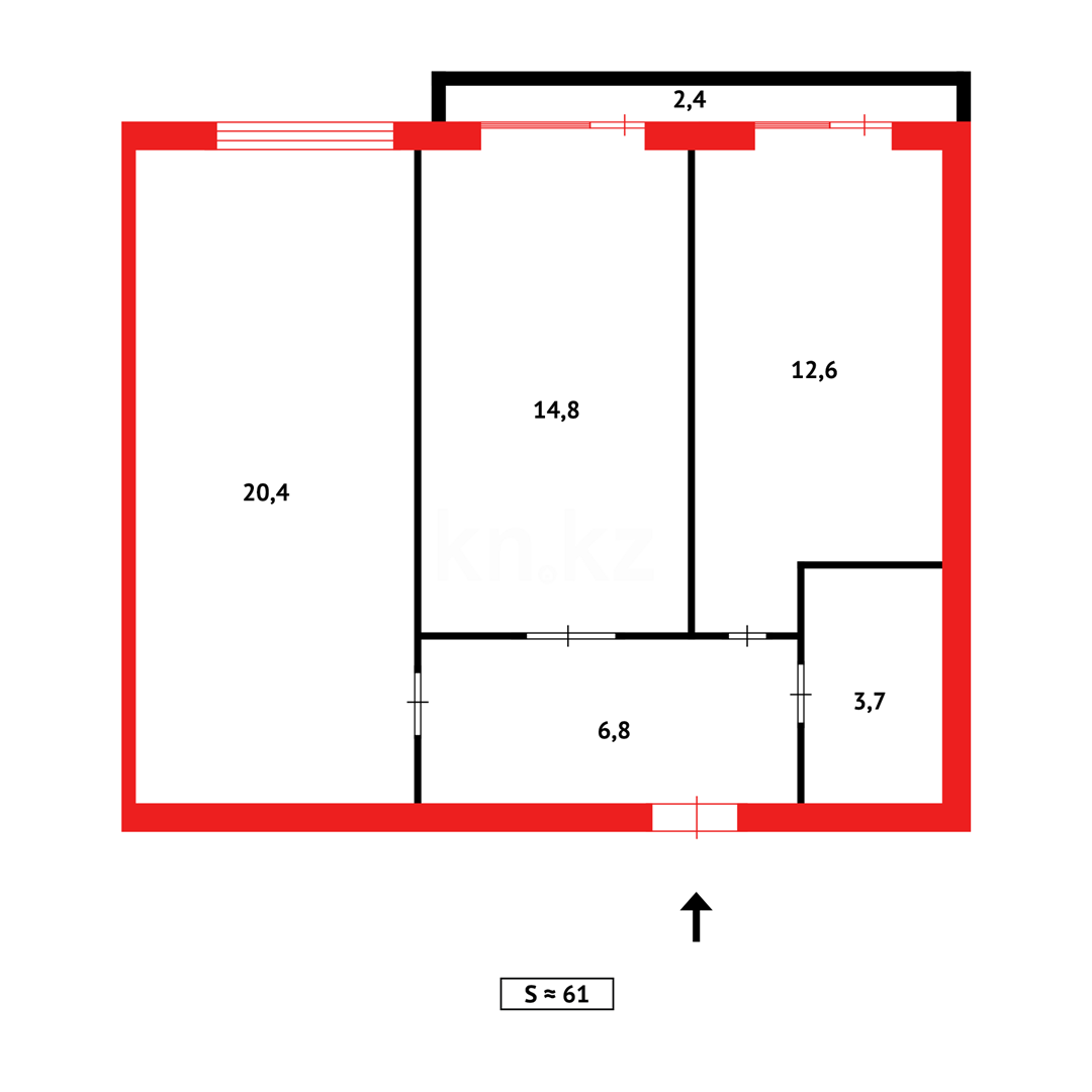 Продажа 2-комнатной квартиры, 60 м², ул. Муканова в Караганде - фото 23