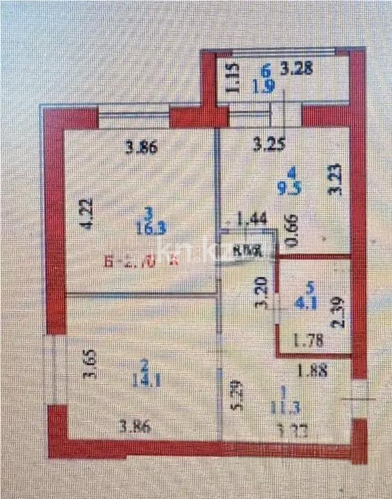 Продажа 2-комнатной квартиры, 57.2 м² в Астане
