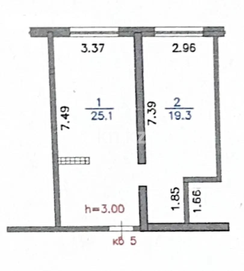 Продажа 1-комнатной квартиры, 44.4 м², ул. Муратбаева, дом  14 в Алматы
