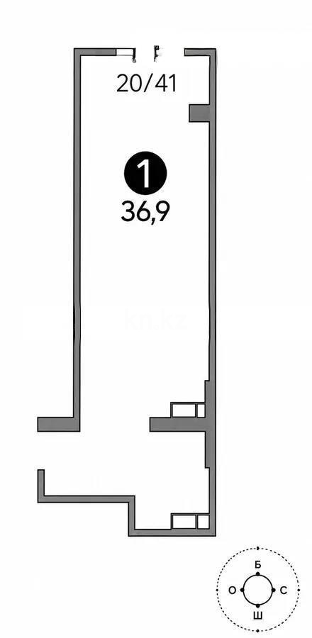 Продажа 1-комнатной квартиры, 37 м² в Алматы