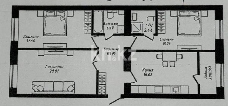 Продажа 3-комнатной квартиры, 88.67 м² в Астане