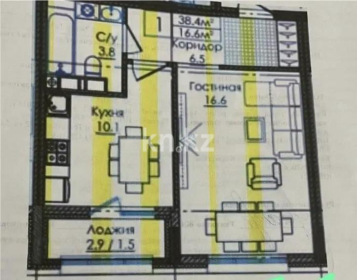 Продажа 1-комнатной квартиры, 38.5 м² в Астане - фото 4