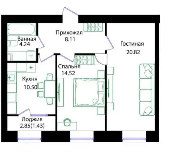 Продажа 2-комнатной квартиры, 60 м² в Астане