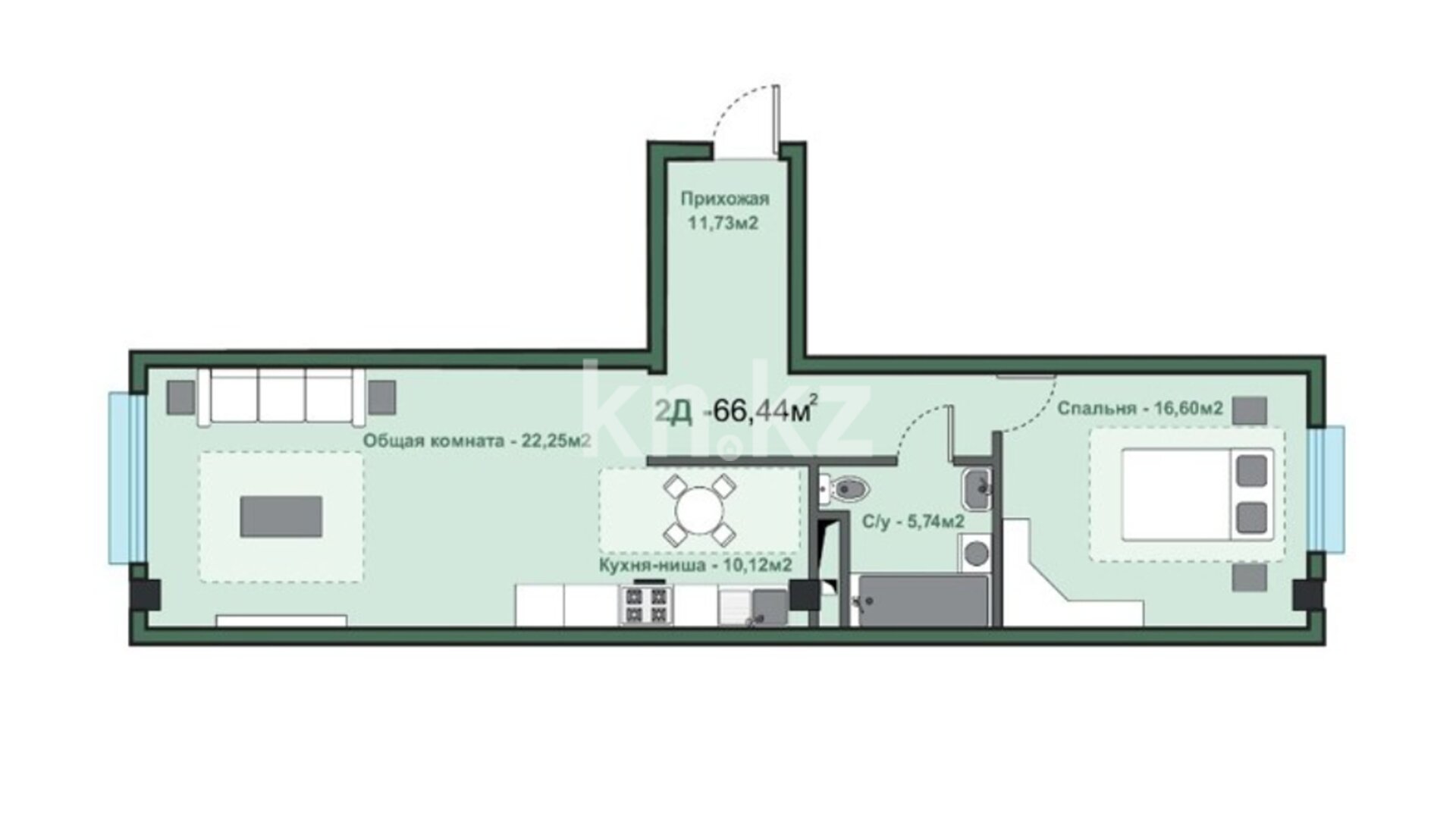 ЖК Атмосфера, 2-комнатная, цена 38 800 000 ₸, 583 986 ₸&nbsp;/&nbsp;м²