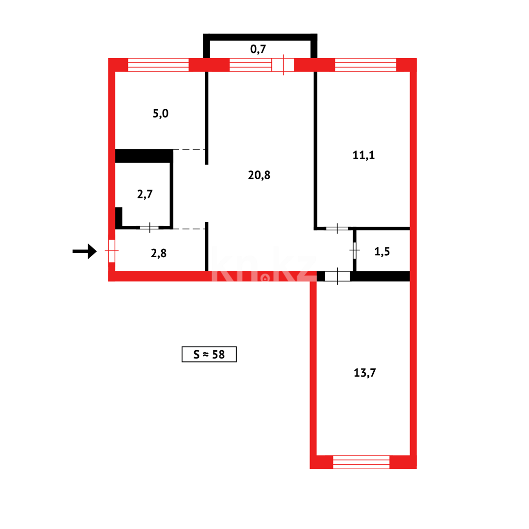 Продажа 3-комнатной квартиры, 58 м² в Караганде - фото 11