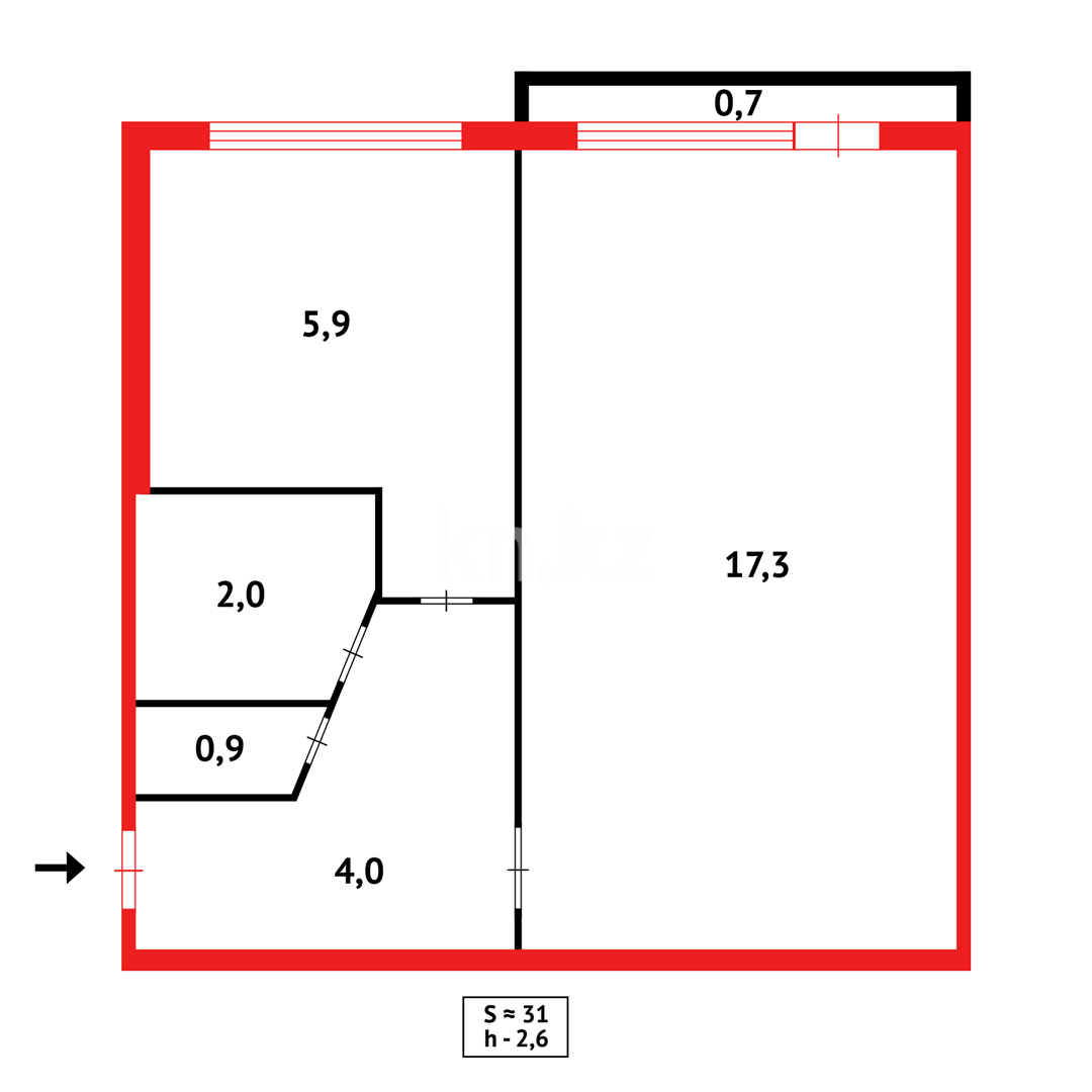 Продажа 1-комнатной квартиры, 32 м², мкр-н 14 в Караганде - фото 10