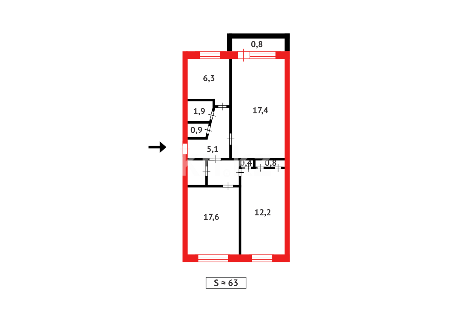 Продажа 3-комнатной квартиры, 63 м² в Темиртау - фото 6