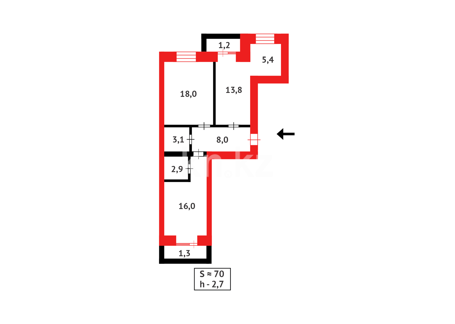 Продажа 2-комнатной квартиры, 69 м² в Караганде - фото 17