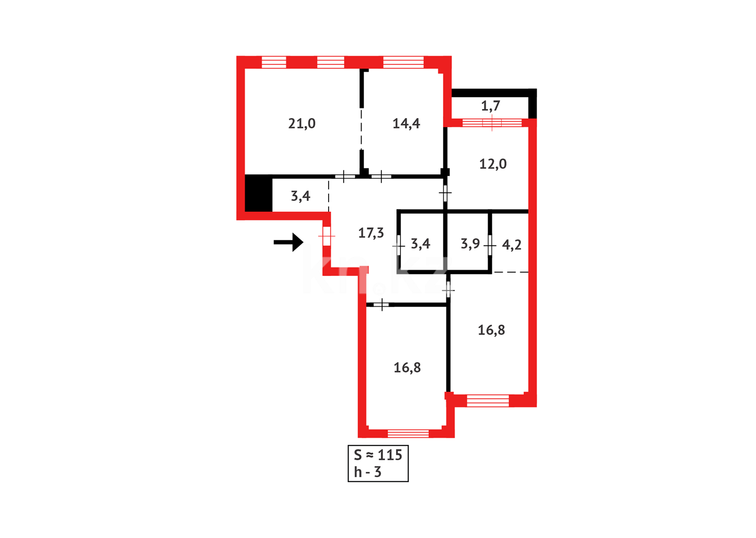 Продажа 4-комнатной квартиры, 115 м² в Астане - фото 11