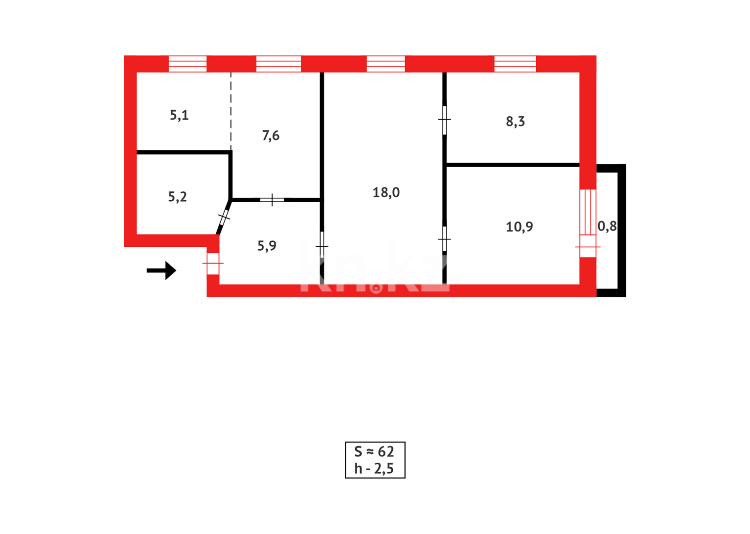 Продажа 3-комнатной квартиры, 61 м² в Караганде - фото 9