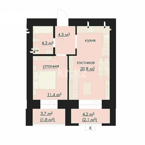 Продажа 2-комнатной квартиры, 46 м² в Караганде - фото 5