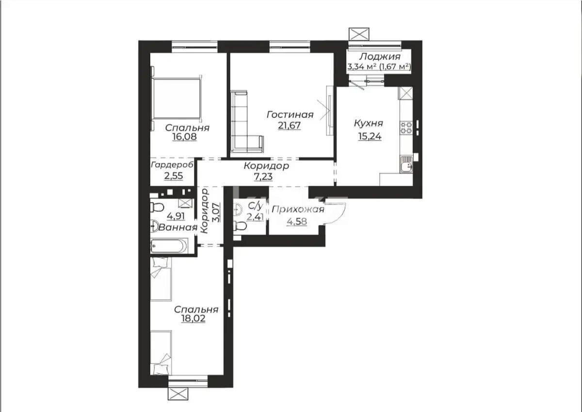 Продажа 3-комнатной квартиры, 97.5 м² в Астане
