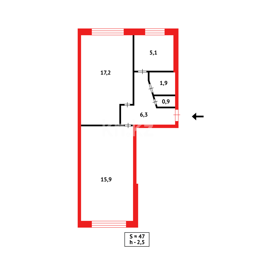 Продажа 2-комнатной квартиры, 46 м², ул. Абая в Темиртау - фото 10