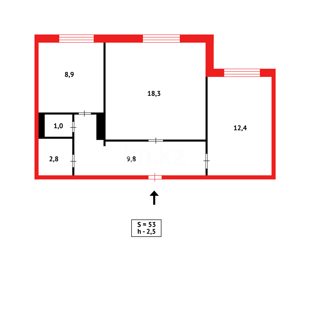 Продажа 2-комнатной квартиры, 53 м², ул. Таттимбета в Караганде - фото 18