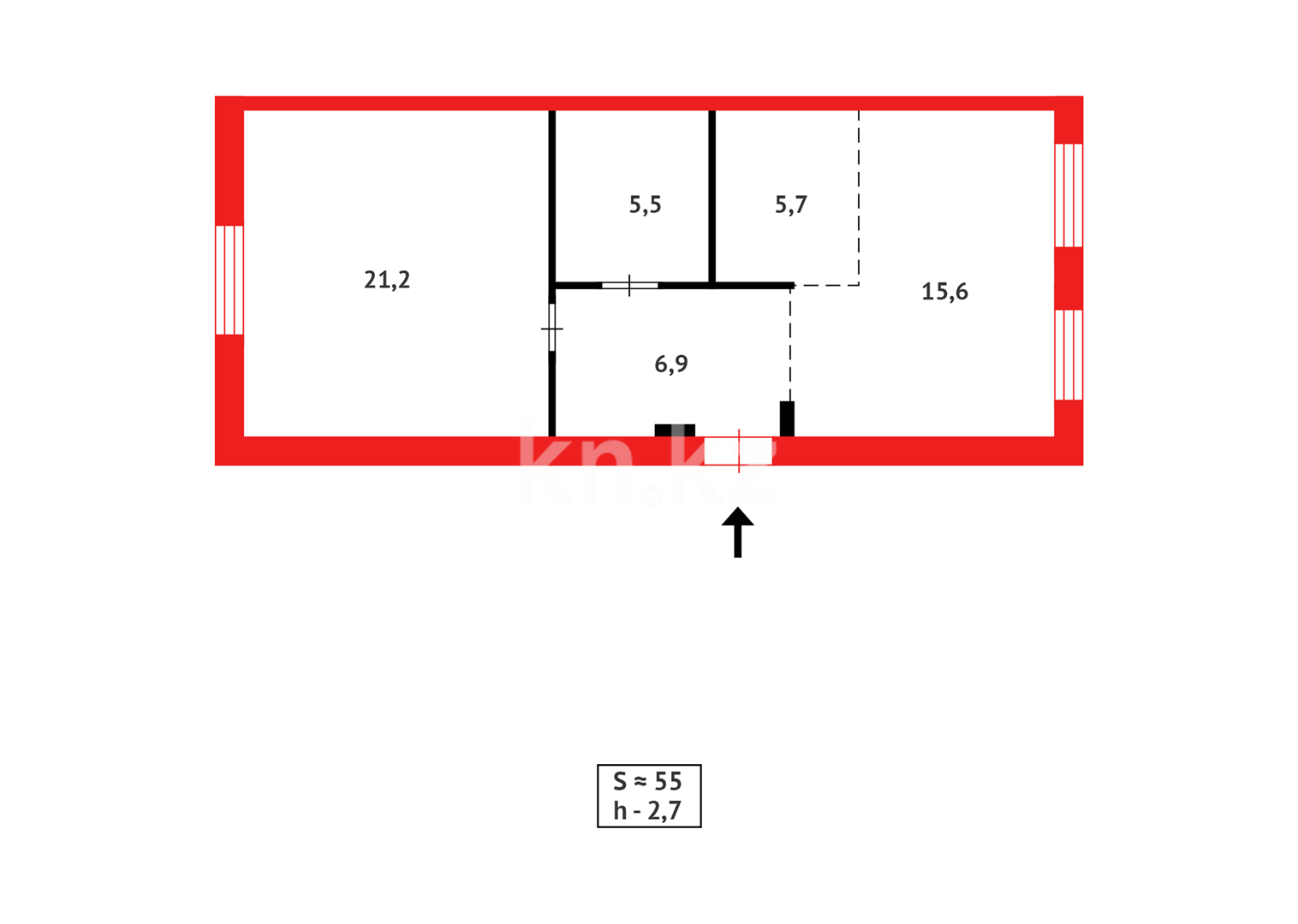 Продажа 2-комнатной квартиры, 54 м² в Караганде - фото 15
