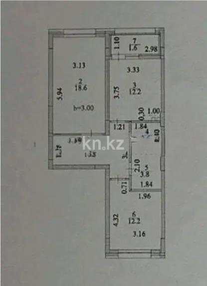 Продажа 2-комнатной квартиры, 61.3 м² в Астане
