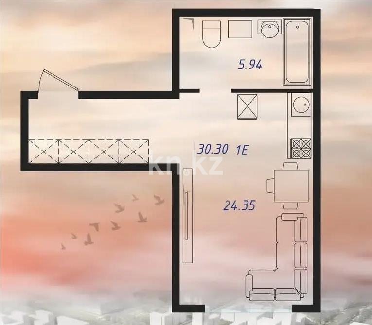 Продажа 1-комнатной квартиры, 30.3 м² в Астане - фото 4