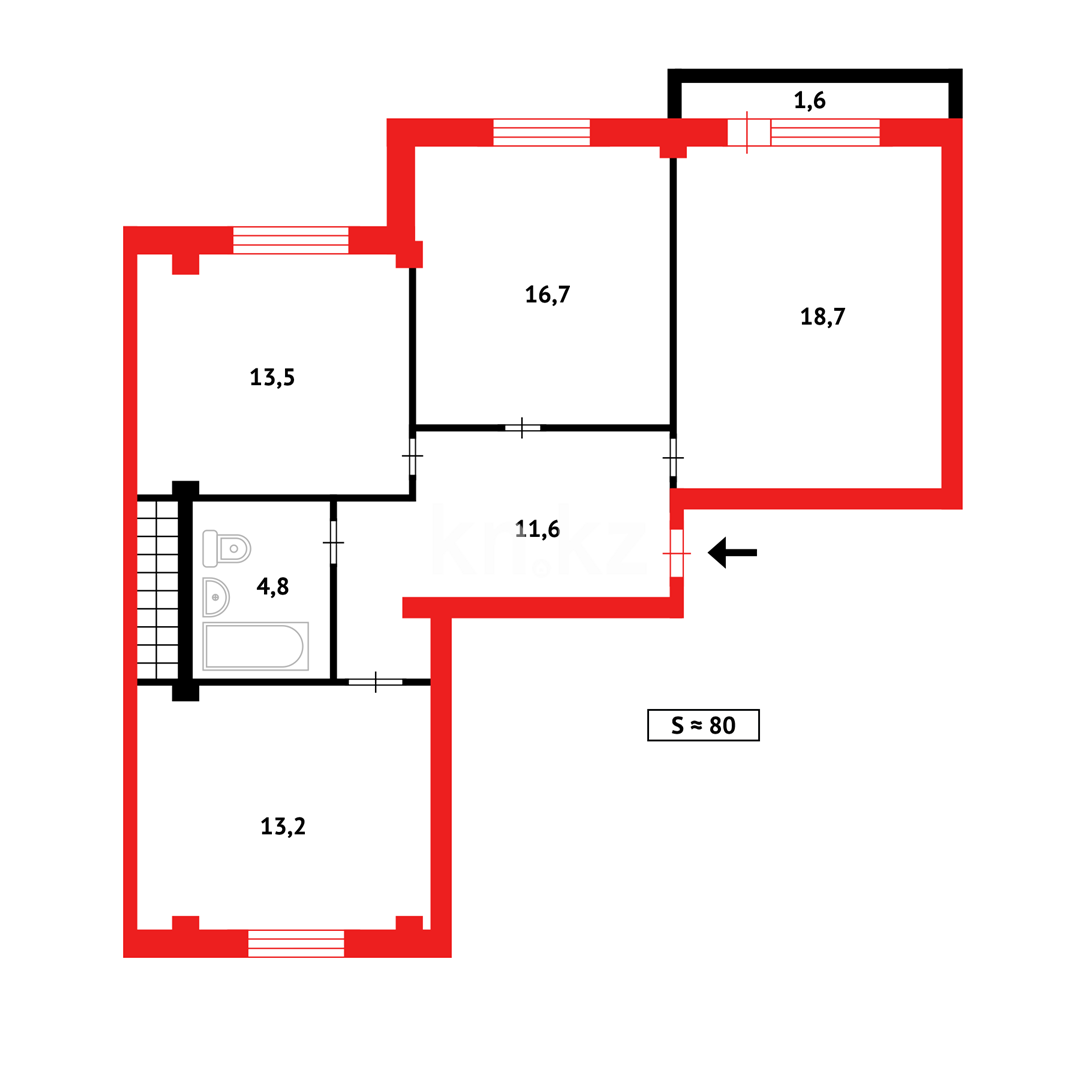Продажа 3-комнатной квартиры, 80 м², ул. Сарыарка, дом  31 в Караганде - фото 18