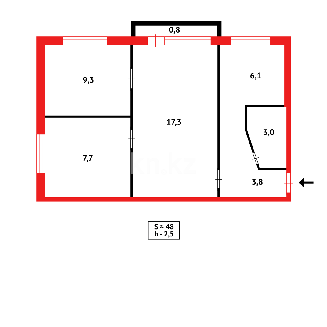 Продажа 3-комнатной квартиры, 47 м² в Караганде - фото 7