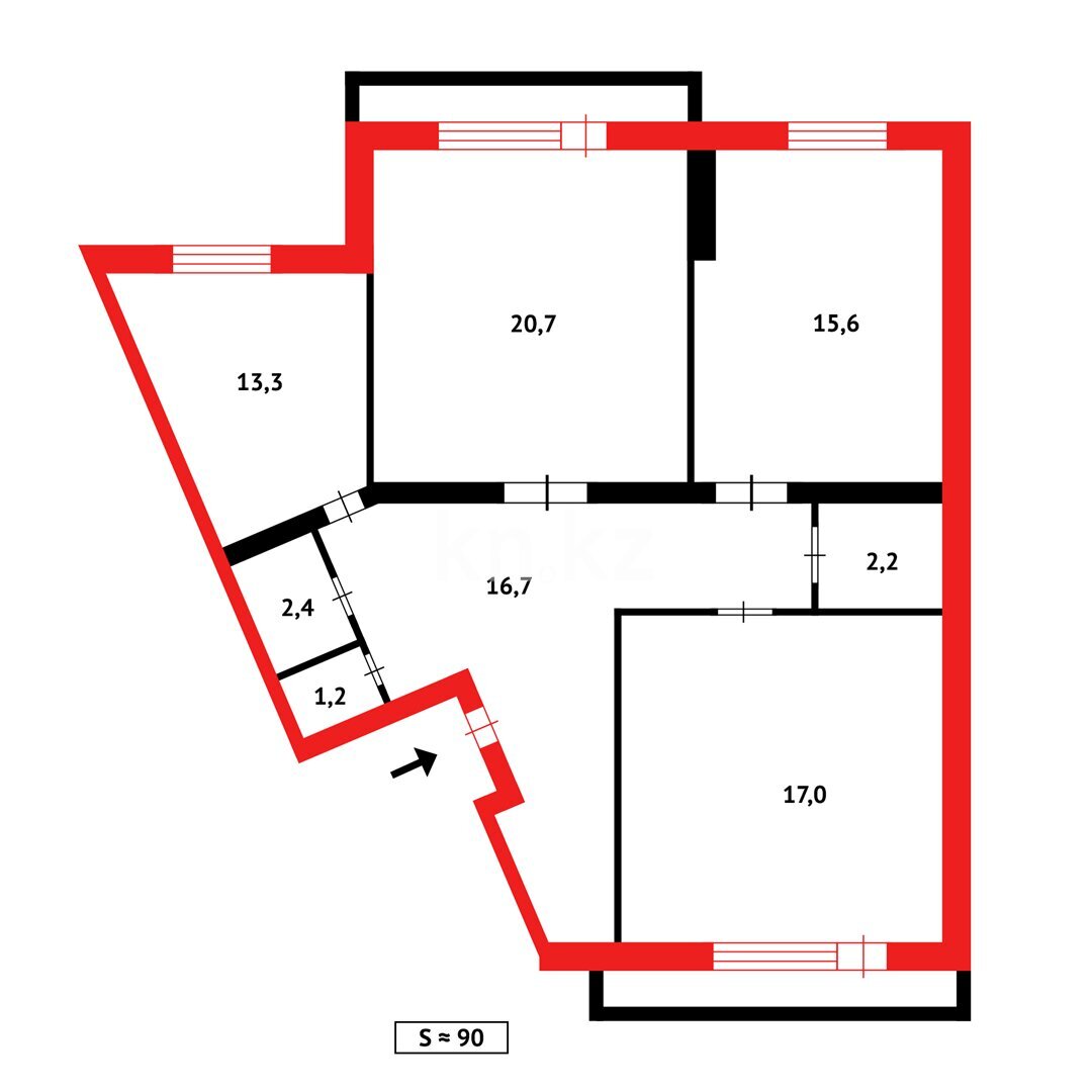 Продажа 3-комнатной квартиры, 90 м² в Караганде - фото 17