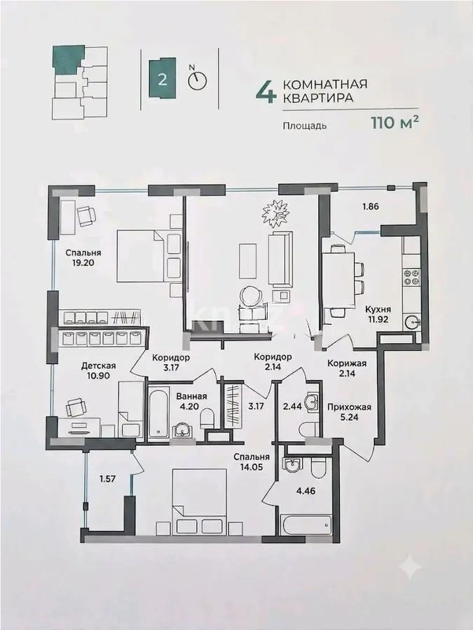 Продажа 4-комнатной квартиры, 110 м² в Астане