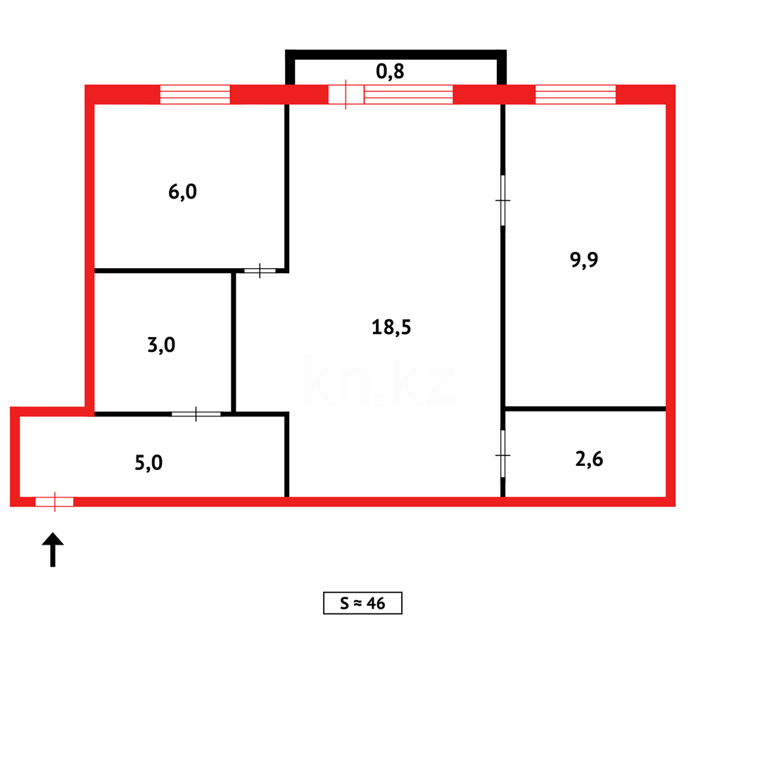 Продажа 2-комнатной квартиры, 46 м², пр. Республики в Темиртау - фото 8