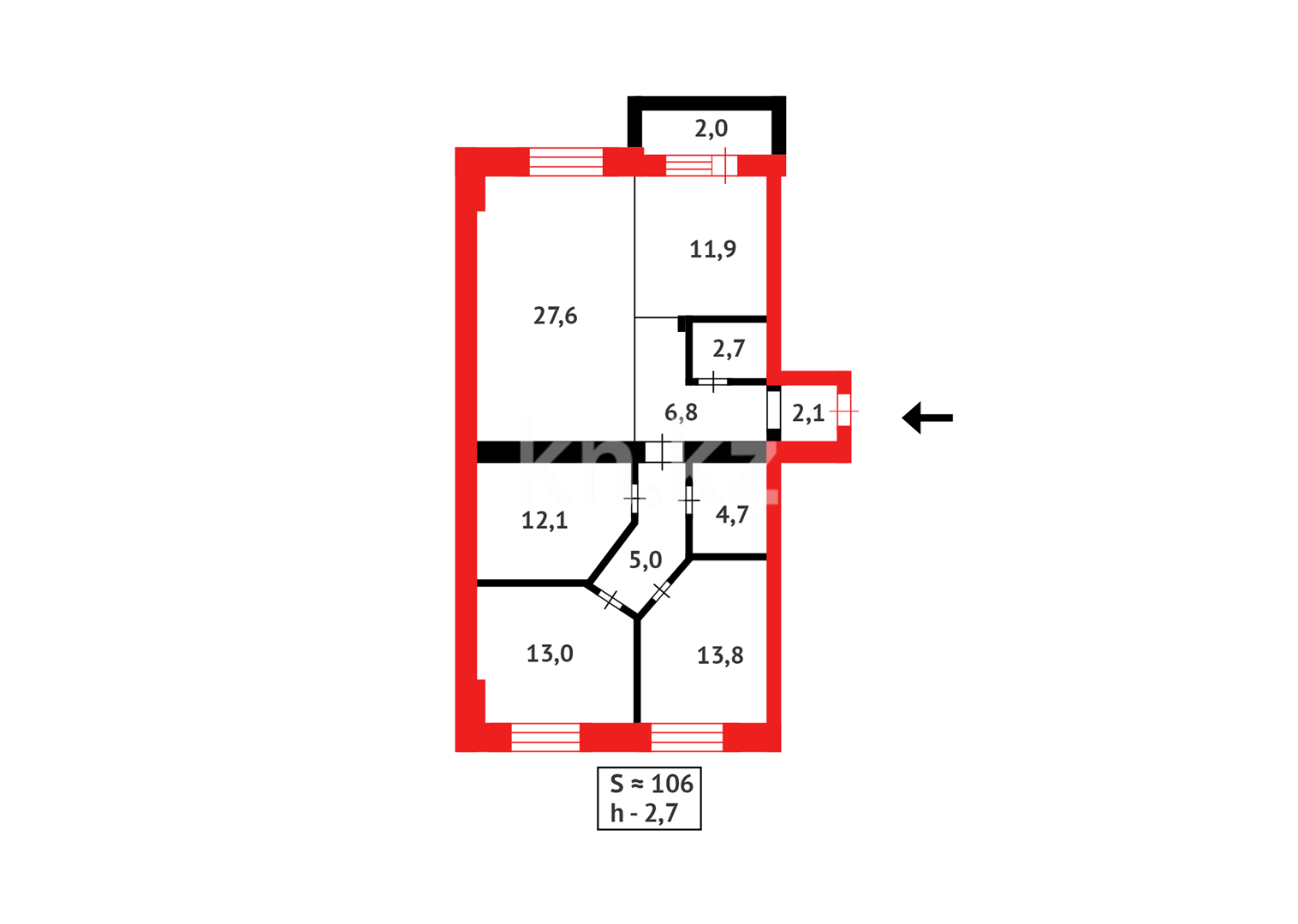 Продажа 4-комнатной квартиры, 106 м², ул. Дюсембекова в Караганде - фото 23