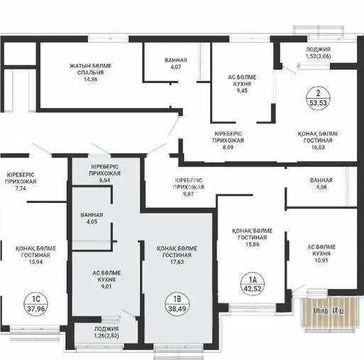 Продажа 1-комнатной квартиры, 38.49 м² в Астане