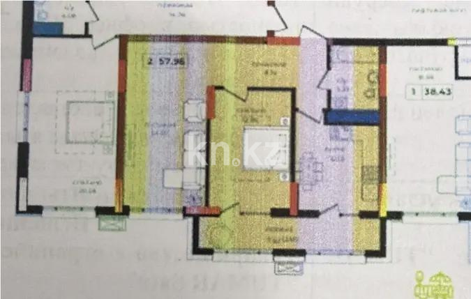 Продажа 2-комнатной квартиры, 57.96 м² в Астане