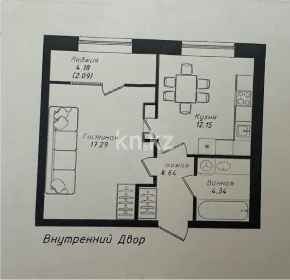 Продажа 2-комнатной квартиры, 40 м² в Астане