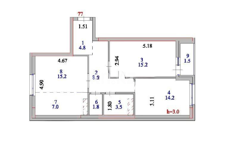 Продажа 3-комнатной квартиры, 71.7 м², ул. Е-429, дом  8 в Астане - фото 5