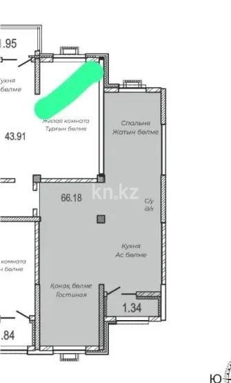 Продажа 2-комнатной квартиры, 43.9 м² в Астане