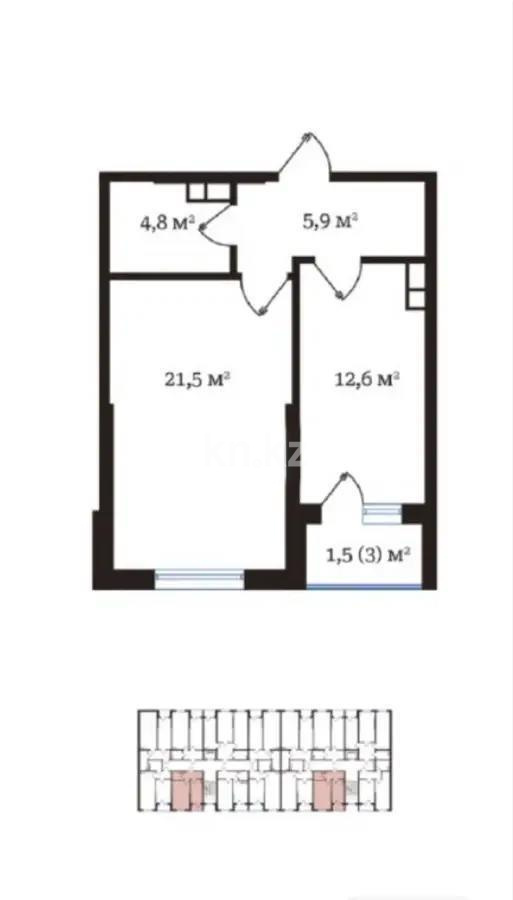 Продажа 1-комнатной квартиры, 46.3 м², пр. Рыскулова, дом  103/7 стр в Алматы