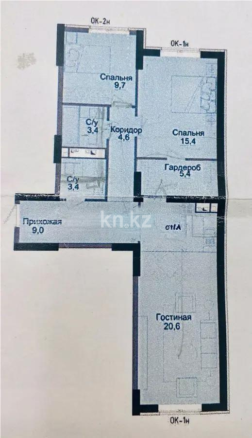 Продажа 3-комнатной квартиры, 80.8 м², ул. Жандосова, дом  94а в Алматы