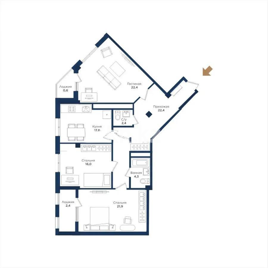 Продажа 3-комнатной квартиры, 106.5 м² в Астане