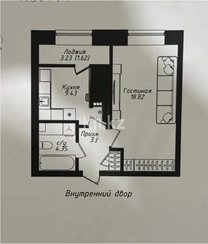 Продажа 1-комнатной квартиры, 38.13 м² в Астане