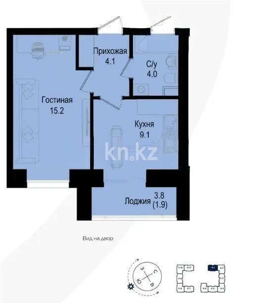Продажа 1-комнатной квартиры, 33 м² в Астане