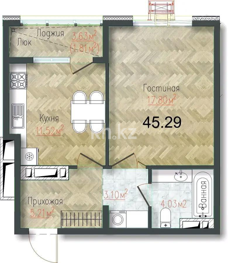 Продажа 2-комнатной квартиры, 45.3 м² в Алматы
