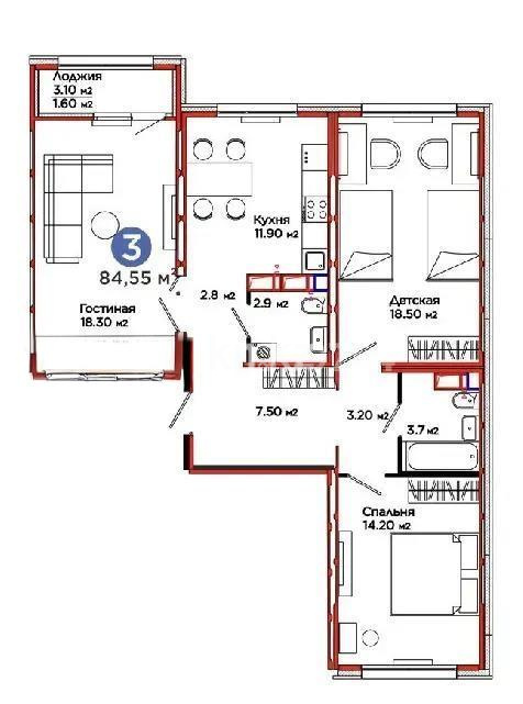 Продажа 3-комнатной квартиры, 84 м² в Астане - фото 3