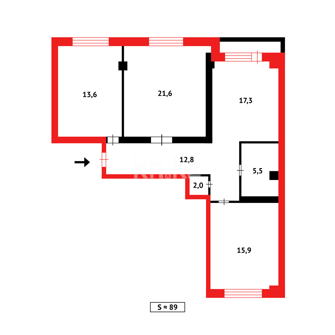 Продажа 3-комнатной квартиры, 88 м², мкр-н 8 в Темиртау - фото 10